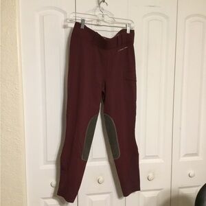 Noble Outfitters balance riding Tights, Maroon Breeches with Gray knee Patches